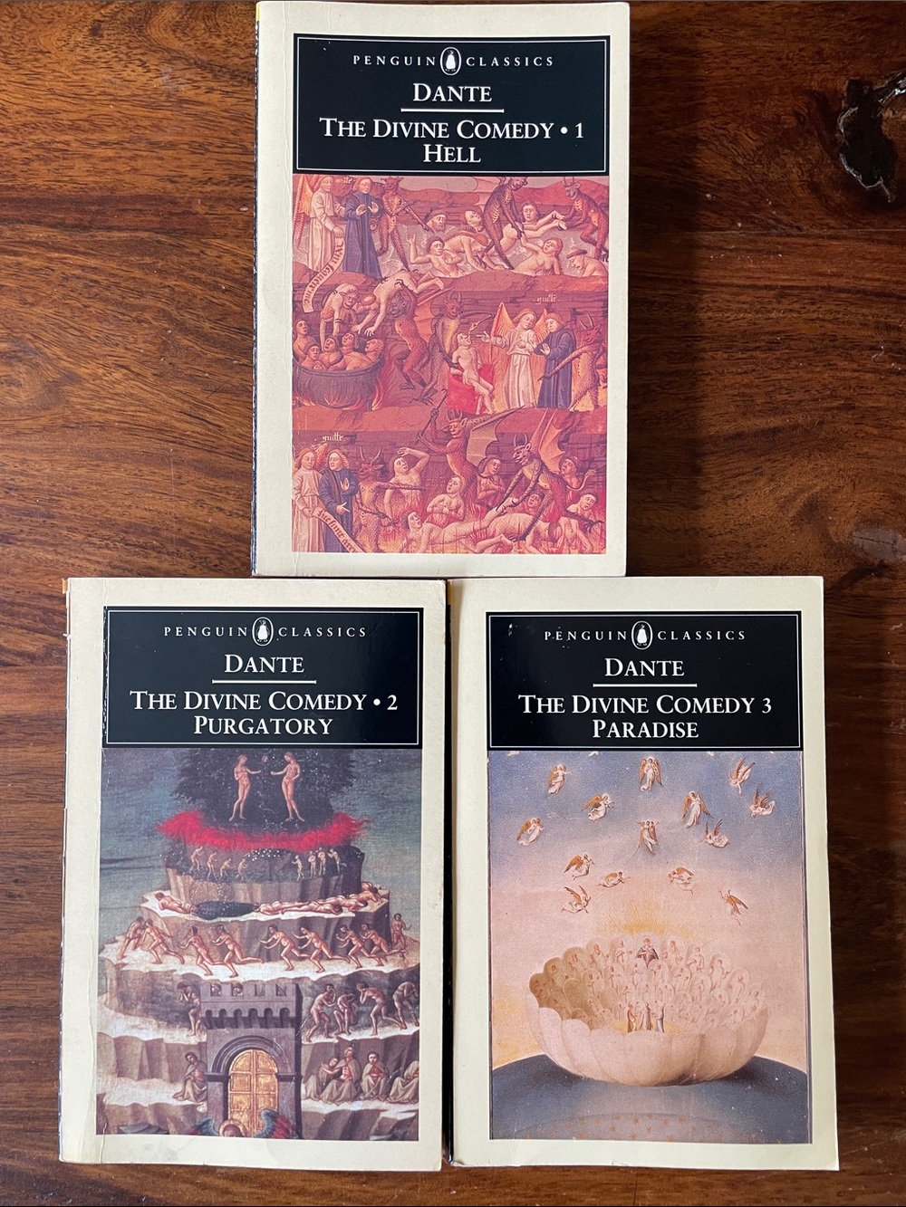 3 Dante Divine Comedy Vintage Paperback Books: Inferno Purgatory Paradise Set